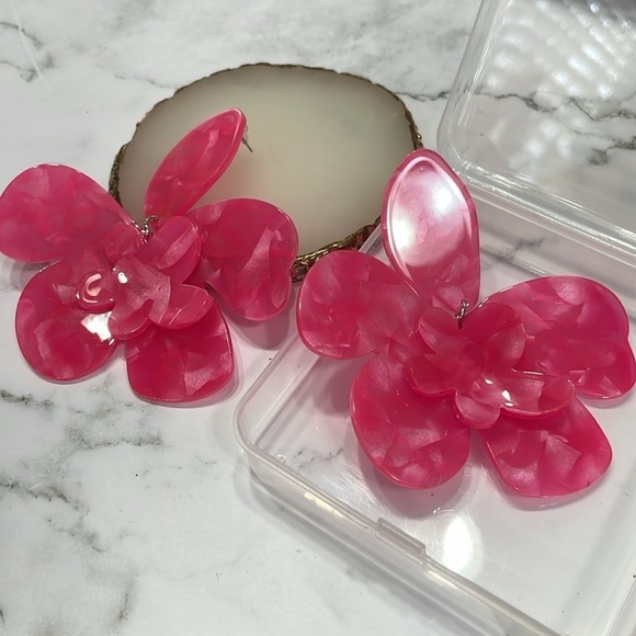 Pink Kiki Flower Oversized Earrings - Picture 12 of 13